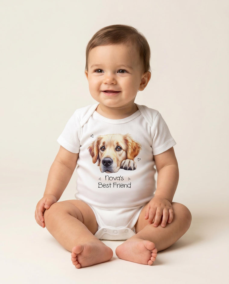 Personalized Dog Name Bodysuit, Golden Retriever Best Friend Design