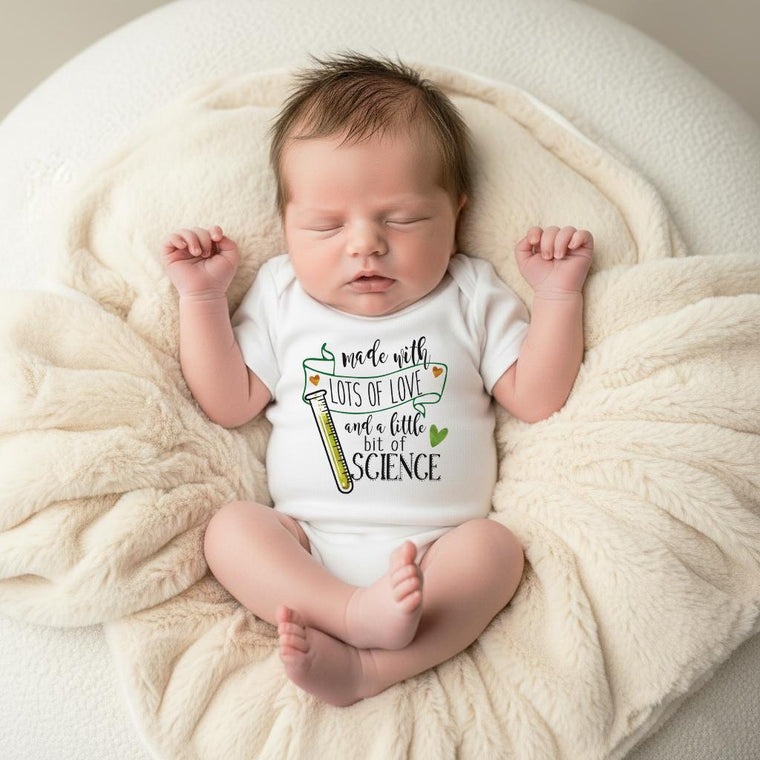 Miracle Baby Bodysuit, Made with Love and Science, Family Gift