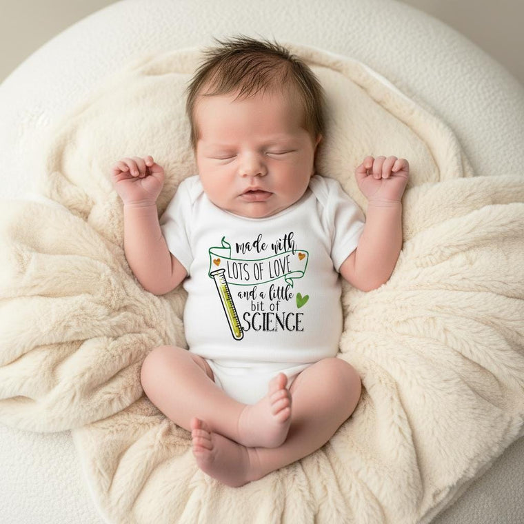 Miracle Baby Bodysuit, Made with Love and Science, Family Gift