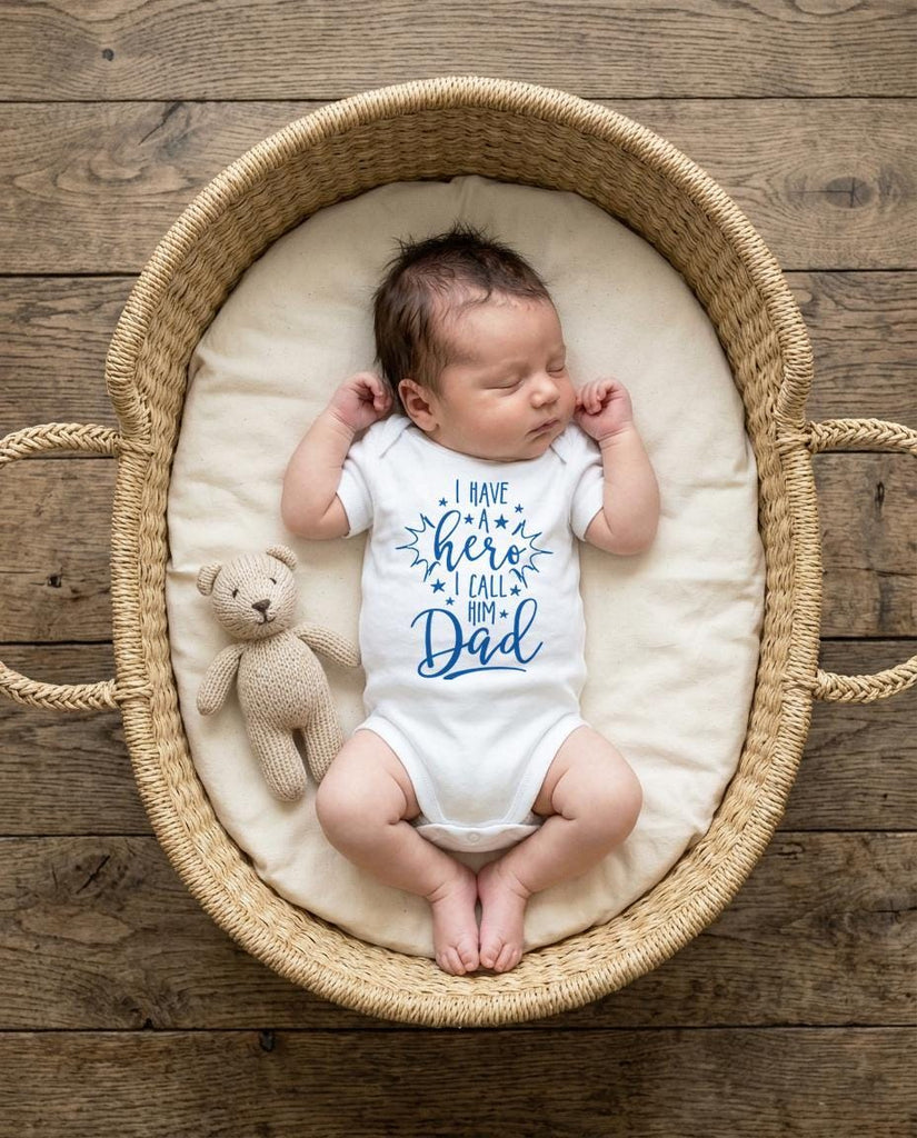 Hero Daddy, I have a Hero I call him Dad, Military Dad, Armed Forces Dad, Father's Day Gift, Dad Gift from Baby, Hero Bodysuit, Dad Onesie®,
