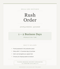 Rush Order Add-On — 1 to 2 Business Day Production — Priority Processing for Custom Baby and Kids Apparel