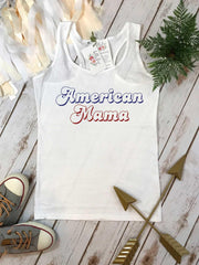 American Mama retro 4th of July shirt for women, patriotic mom tee