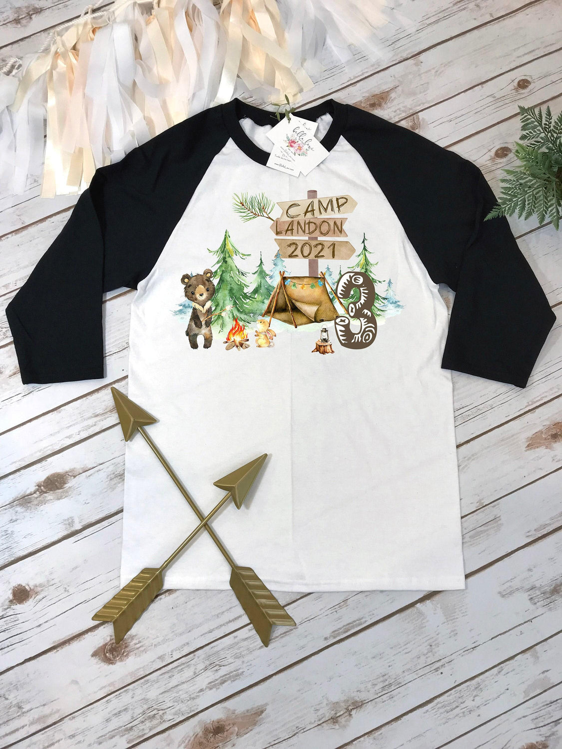 Happy Camper Shirt, Third Birthday, Happy Camping, One Happy Camper, 3rd Birthday, Camping Shirt, Camping Party,Camping Birthday, Bear Party