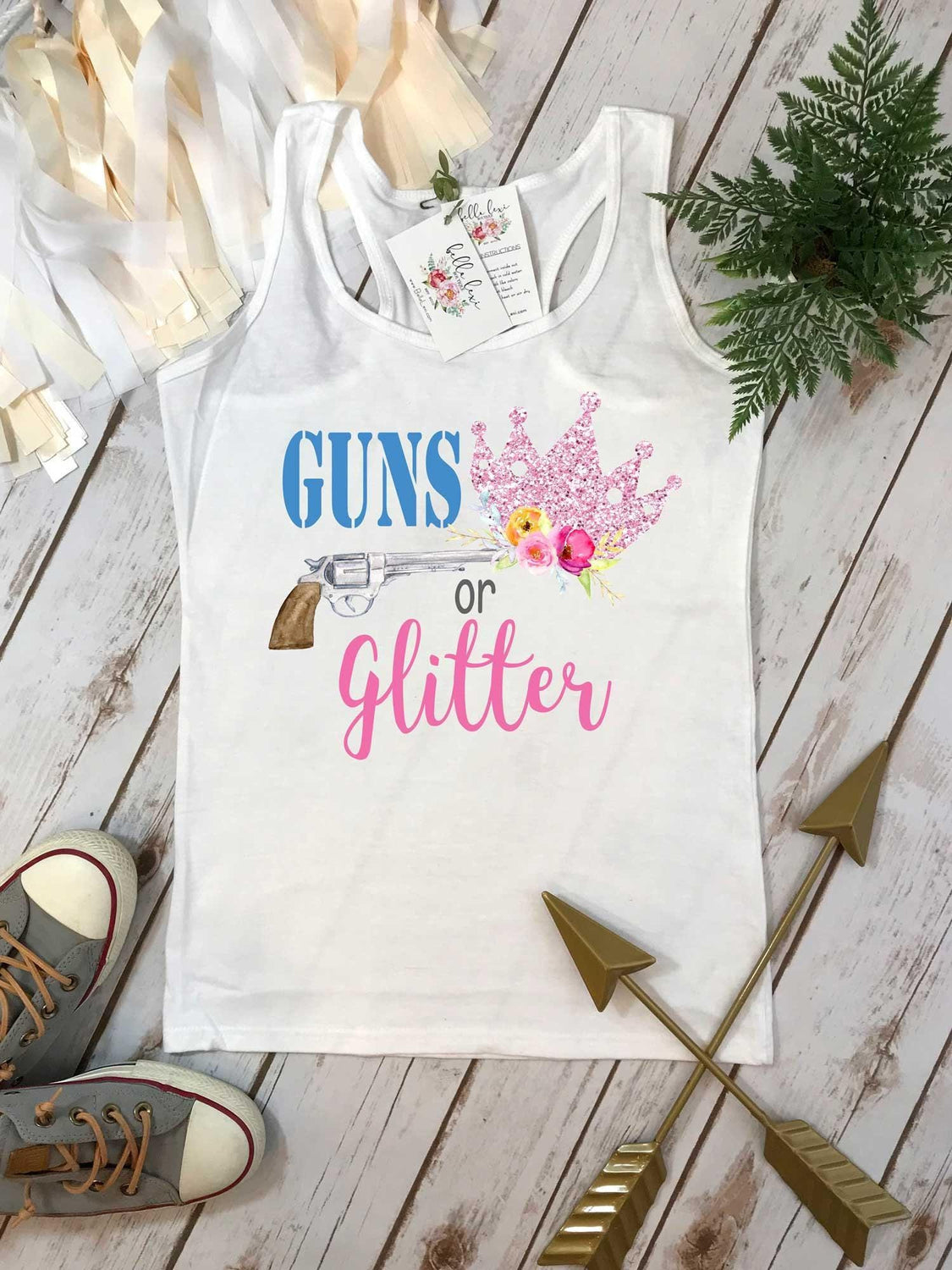 Guns or Glitter Party Shirt, Team Boy Team Girl Family Tee