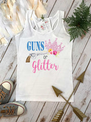 Guns or Glitter Party Shirt, Team Boy Team Girl Family Tee