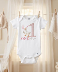 One Silly Goose Birthday, 1st Birthday Girl Pink, Goose 1st Birthday, Goose on the Loose, Girl Gingham Party, Goose Birthday Romper