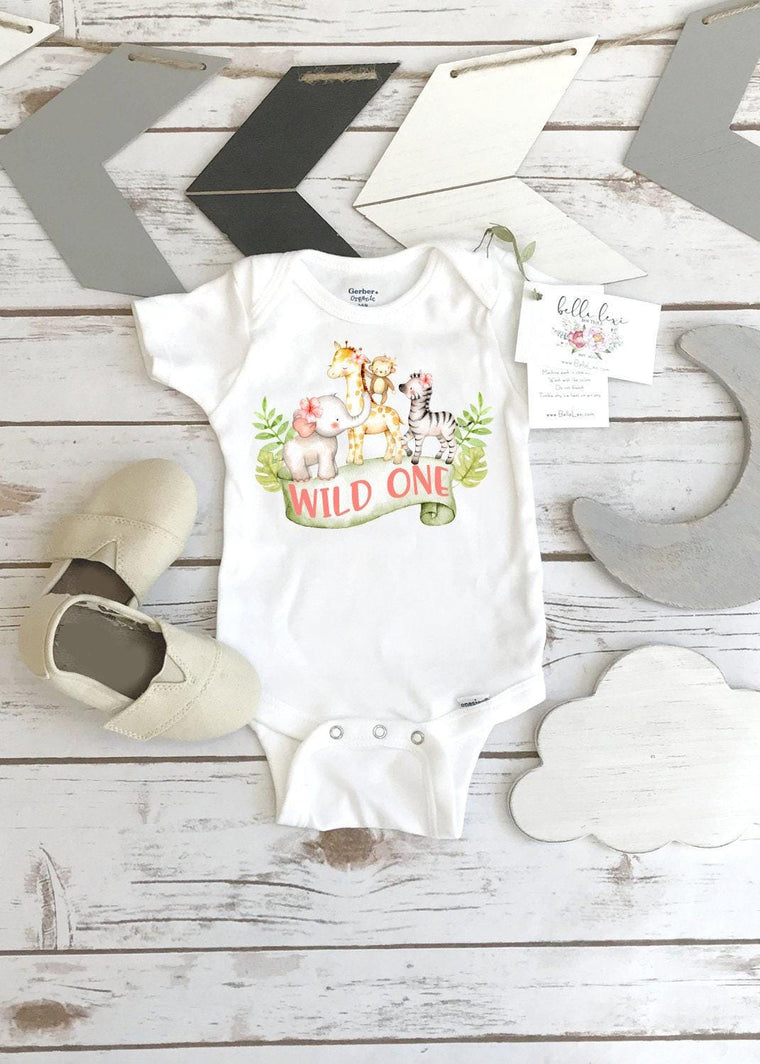 Wild One Boho Safari Birthday Bodysuit, First Birthday Girl Shirt