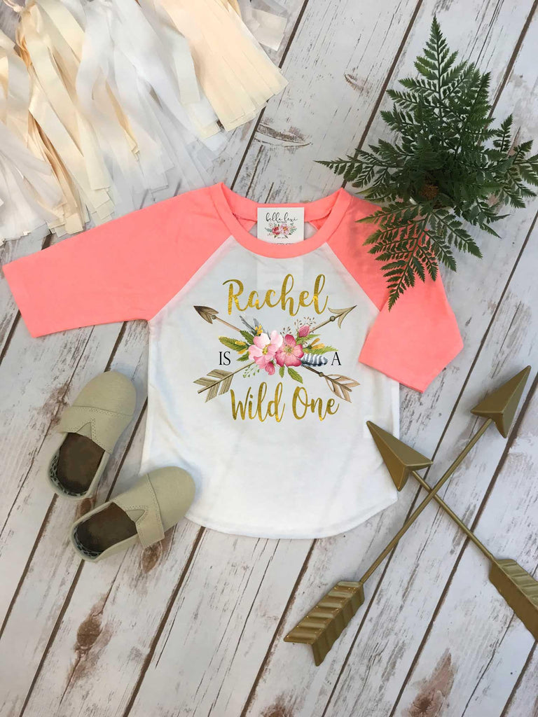 First Birthday, Wild One, Girl Birthday Shirt, Personalized Birthday, 1st Birthday, Birthday RAGLAN, Boho Birthday, Girl Birthday Shirt, ONE