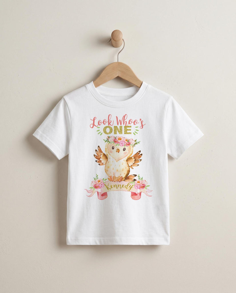 Personalized Owl Birthday Dress, Woodland First Birthday Outfit, Watercolor Floral Name