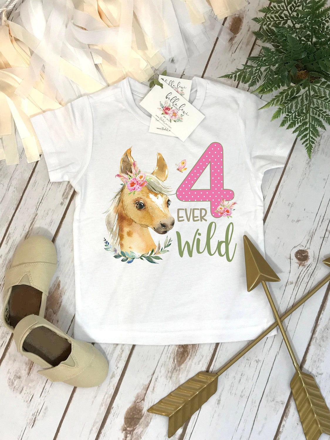 Four Ever Wild Horse Fourth Birthday Shirt, Pony Party Dress