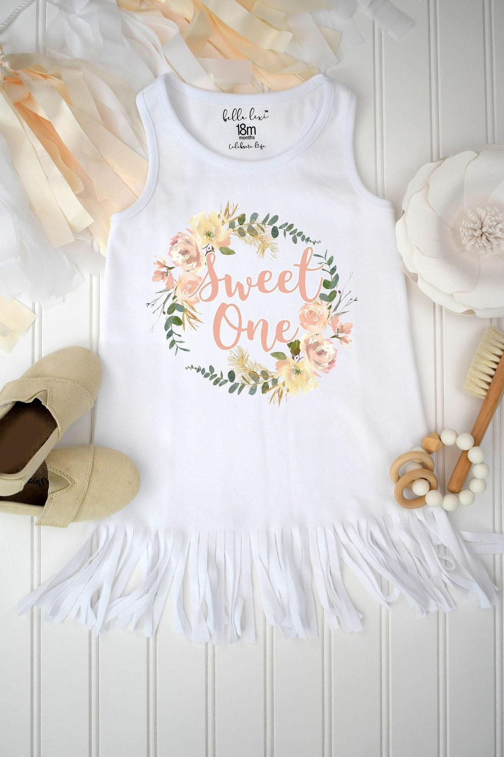 Sweet One Boho Birthday Dress, Watercolor Floral, First Birthday