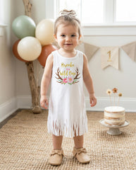 First Birthday, Wild One, Girl Birthday Dress, Personalized Birthday, 1st Birthday,Fringe Birthday Dress, Floral Deer Birthday,Girl Birthday