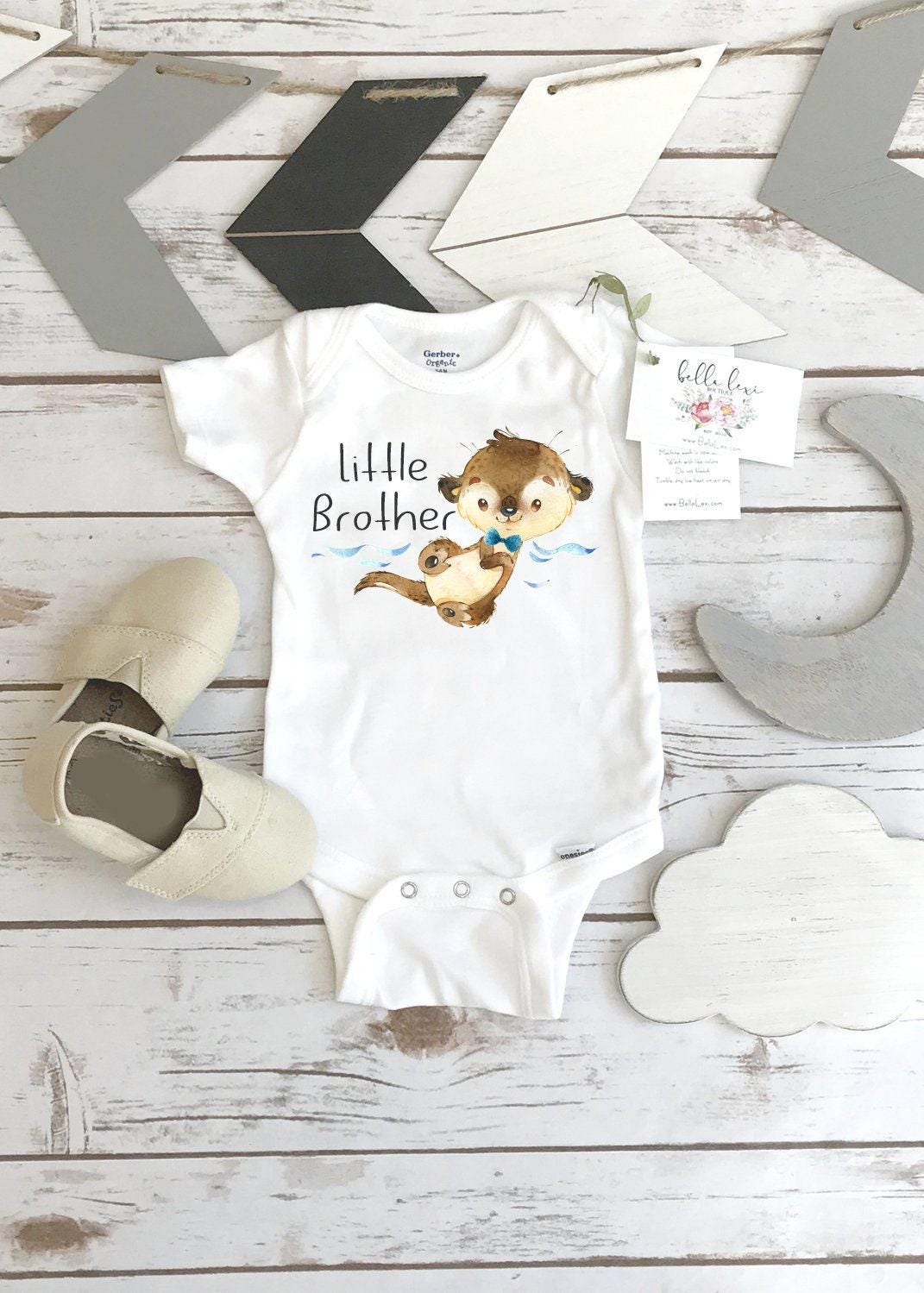 Little Brother Otter Bodysuit, Brothers Shirts, Big Brother Shirt, Baby Shower Gift
