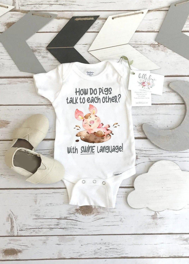 Swine Language Pig Pun Bodysuit
