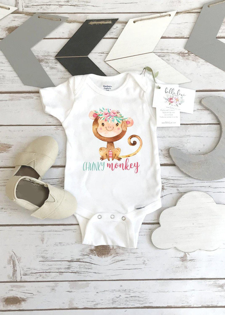 Chunky Monkey Baby Bodysuit, Cute Monkey Design, Newborn Girl Gift