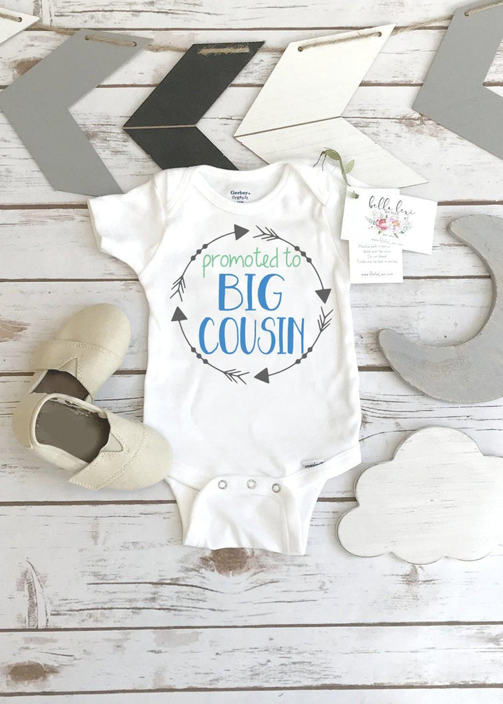 Promoted to Big Cousin Shirt, Blue and Green Arrow Cousin Tee
