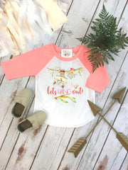 Let's Hang Out Raccoon Shirt, Flamingo Pink Woodland Birthday