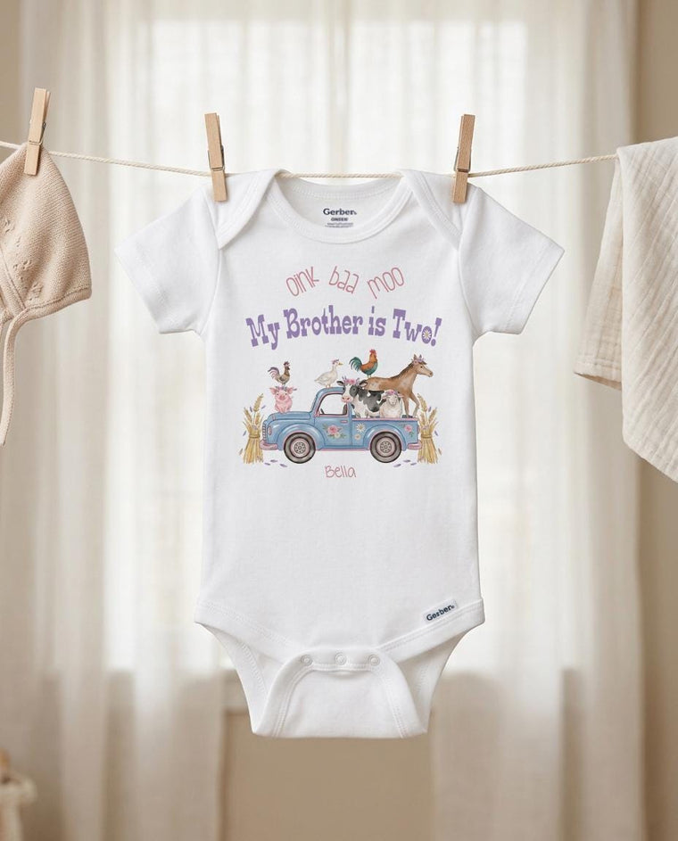 Brother Birthday, Oink Baa Moo, Girl Birthday Shirt, Farm Birthday, Oink Moo Turning Two, 2nd Birthday, Blue Truck Party, Farm Party Theme