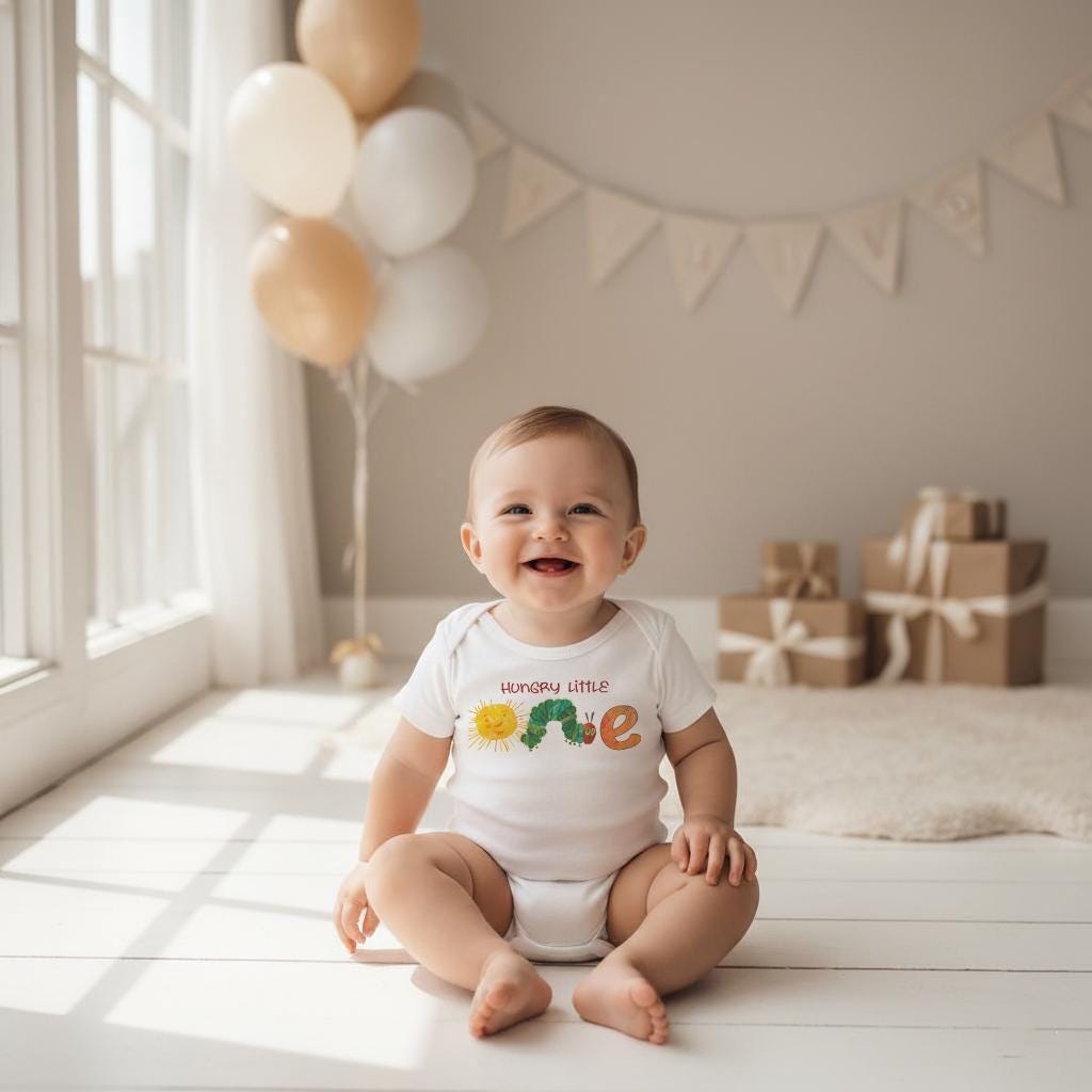 Hungry Little One Caterpillar First Birthday Bodysuit, Boy Party Outfit