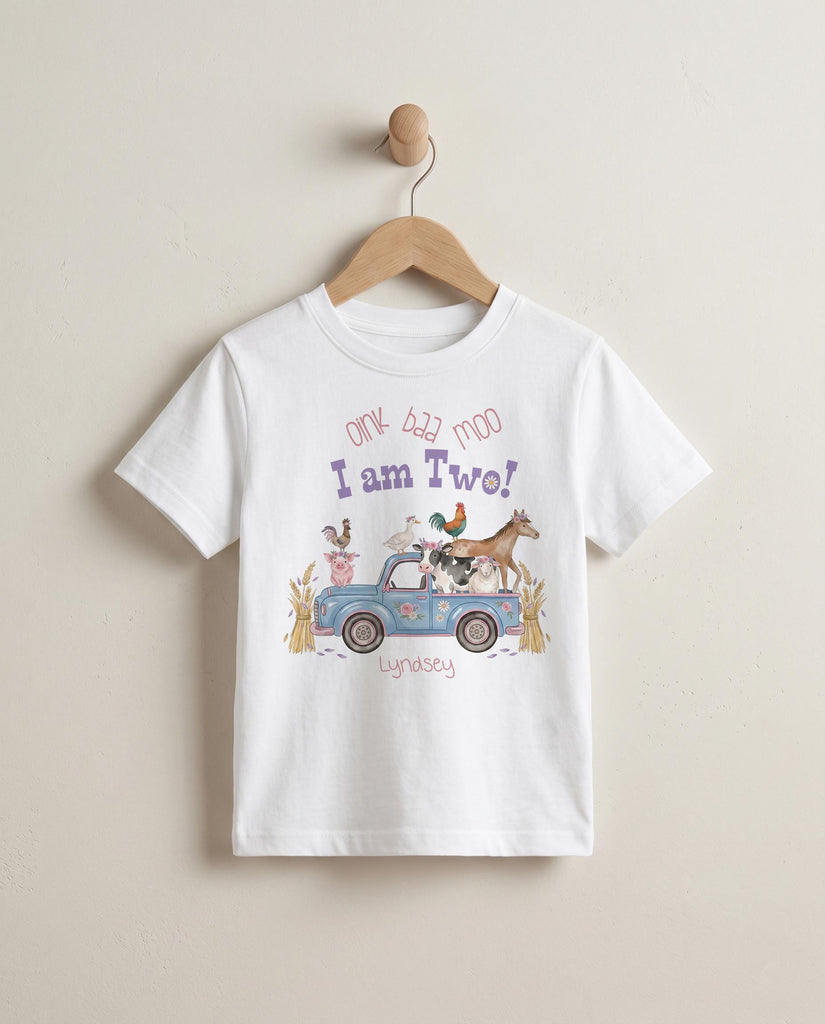 Second Birthday, Oink Baa Moo, Girl Birthday Shirt, Farm Birthday, Oink Moo Turning Two, 2nd Birthday, Blue Truck Party, Farm Party Theme
