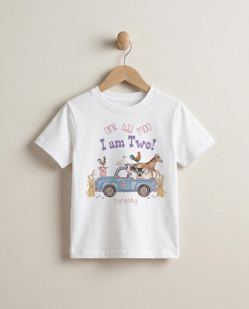 Second Birthday, Oink Baa Moo, Girl Birthday Shirt, Farm Birthday, Oink Moo Turning Two, 2nd Birthday, Blue Truck Party, Farm Party Theme