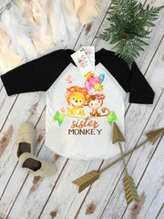 Sister Monkey Birthday Shirt, Safari Sibling Gift