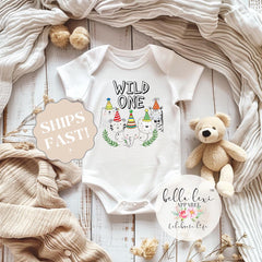 Wild One Safari Birthday Bodysuit, First Birthday Boy Outfit