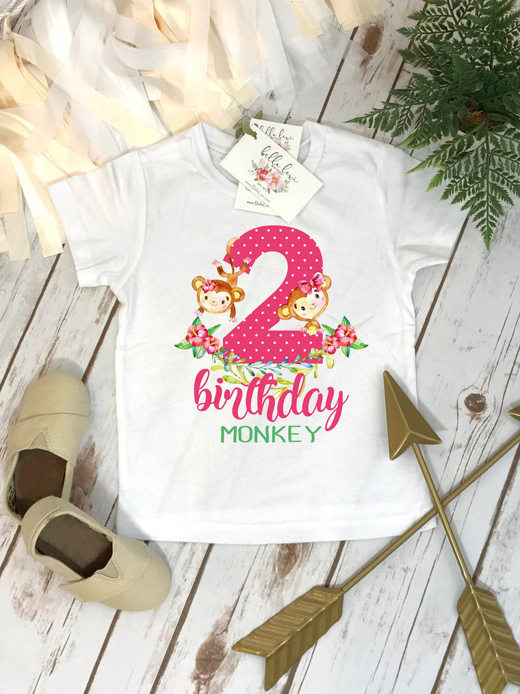 Birthday Monkey Second Birthday Shirt, Jungle Girl Outfit