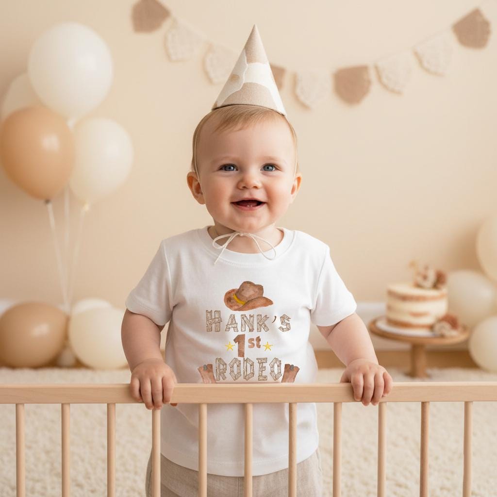My First Rodeo First Birthday Shirt, Personalized Cowboy Party Outfit