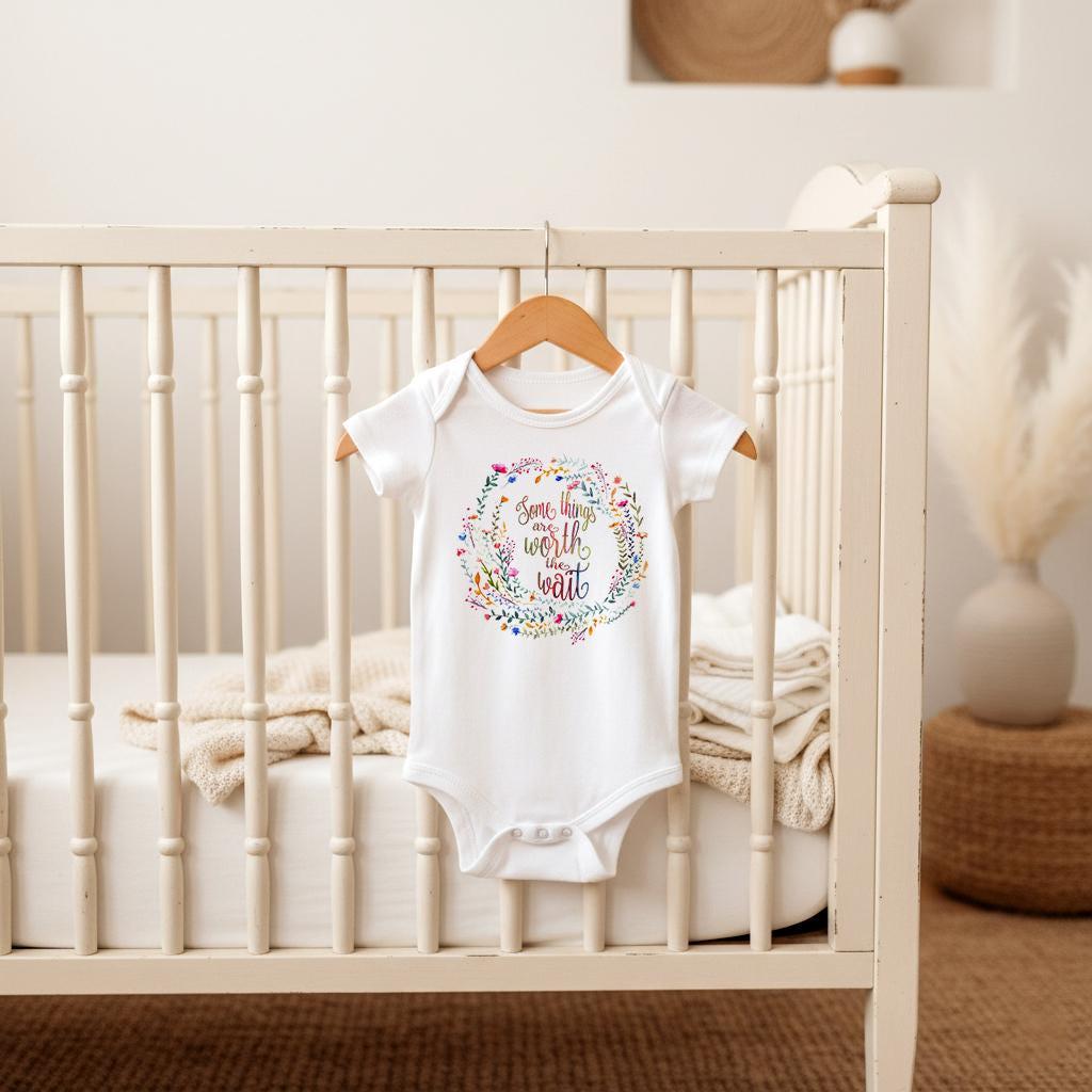 Rainbow Baby Bodysuit, Worth the Wait, Neutral Rainbow Baby Gift, After Loss Baby Outfit, Watercolor Baby Shower Tee, Baby Girl Gift