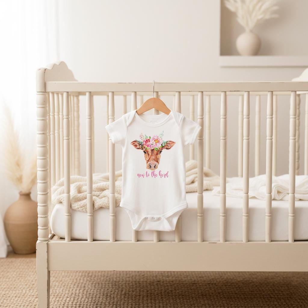 New to the Herd Bodysuit, Cowgirl Baby Outfit, Rustic Farm Shower Gift, Newborn Outfit