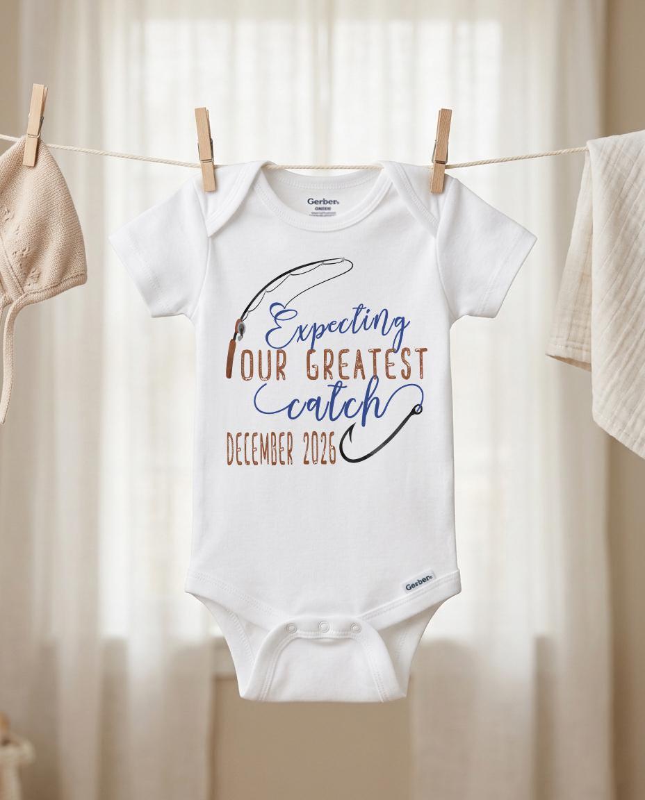 expecting our greatest catch pregnancy reveal announcement for new expecting parents and first time parents
