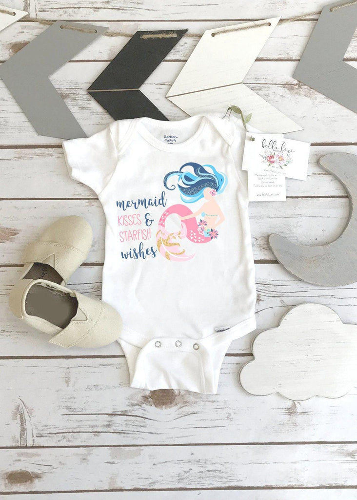 Mermaid Bodysuit, Mermaid Kisses and Starfish Wishes, Baby Gift