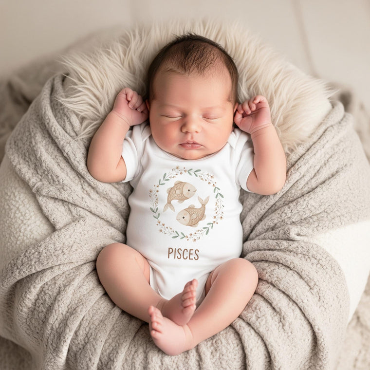 Pisces Baby Bodysuit, Zodiac Sign Baby Gift