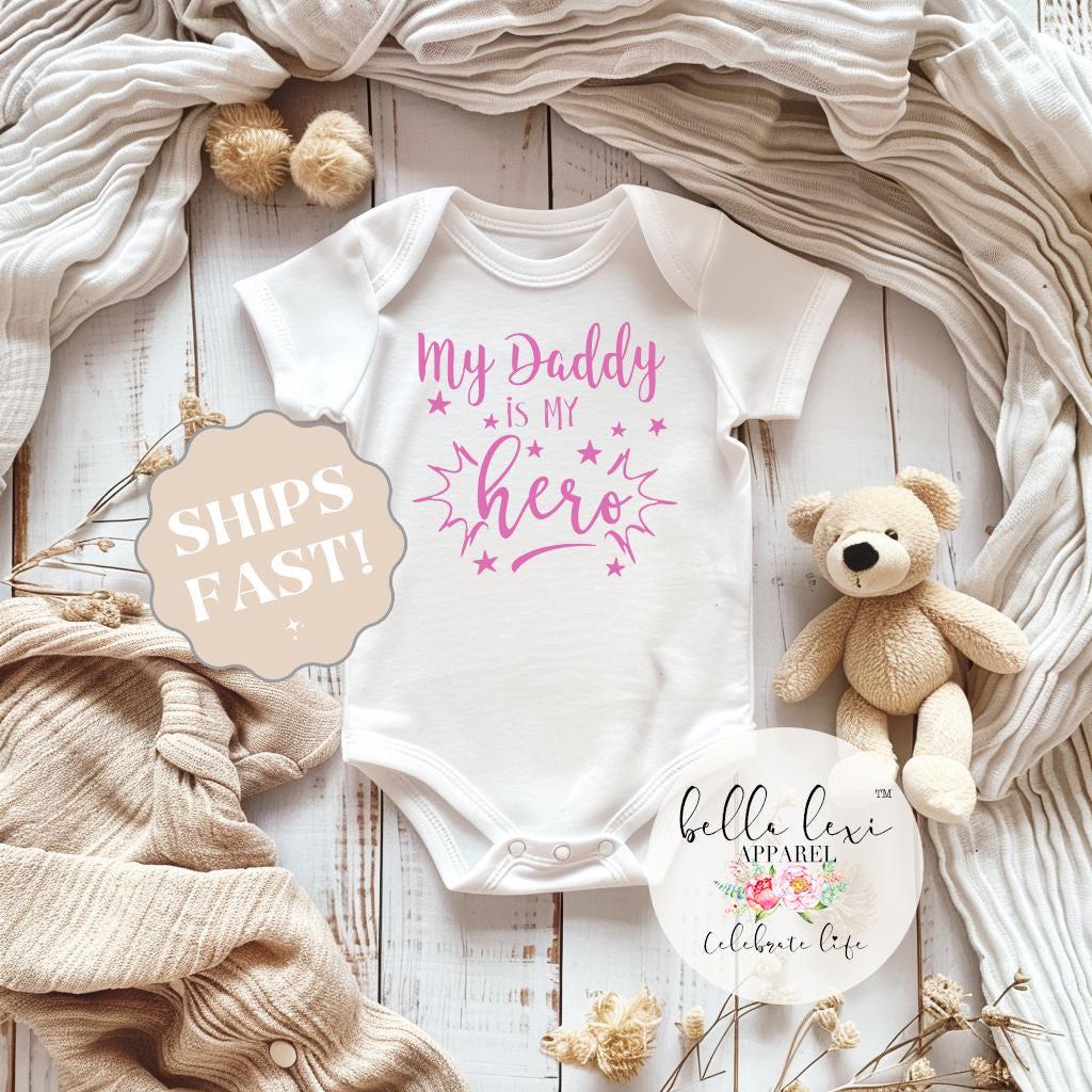 Newborn Gift, My Daddy My Hero Baby Bodysuit, Baby Shower Gift, Newborn Outfit, Military Baby Clothes, Law Enforcement Baby Gift, Daddy Hero