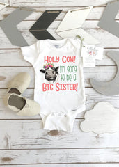 Big Sister Cow Bodysuit, Holy Cow Design, Country Farm Theme