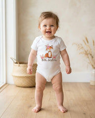 Big Sister Fox Shirt, Floral Woodland Sibling Matching Tee