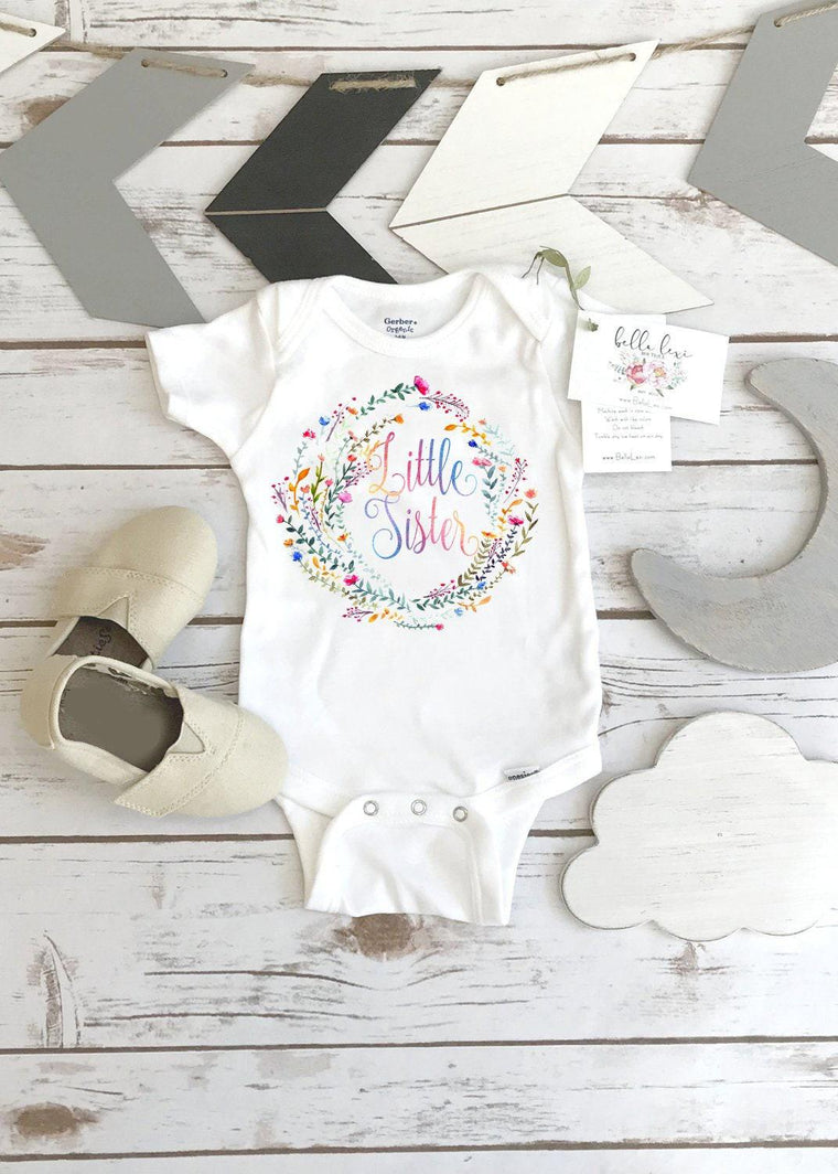 Rainbow Baby Little Sister Bodysuit, Sisters Matching Gift