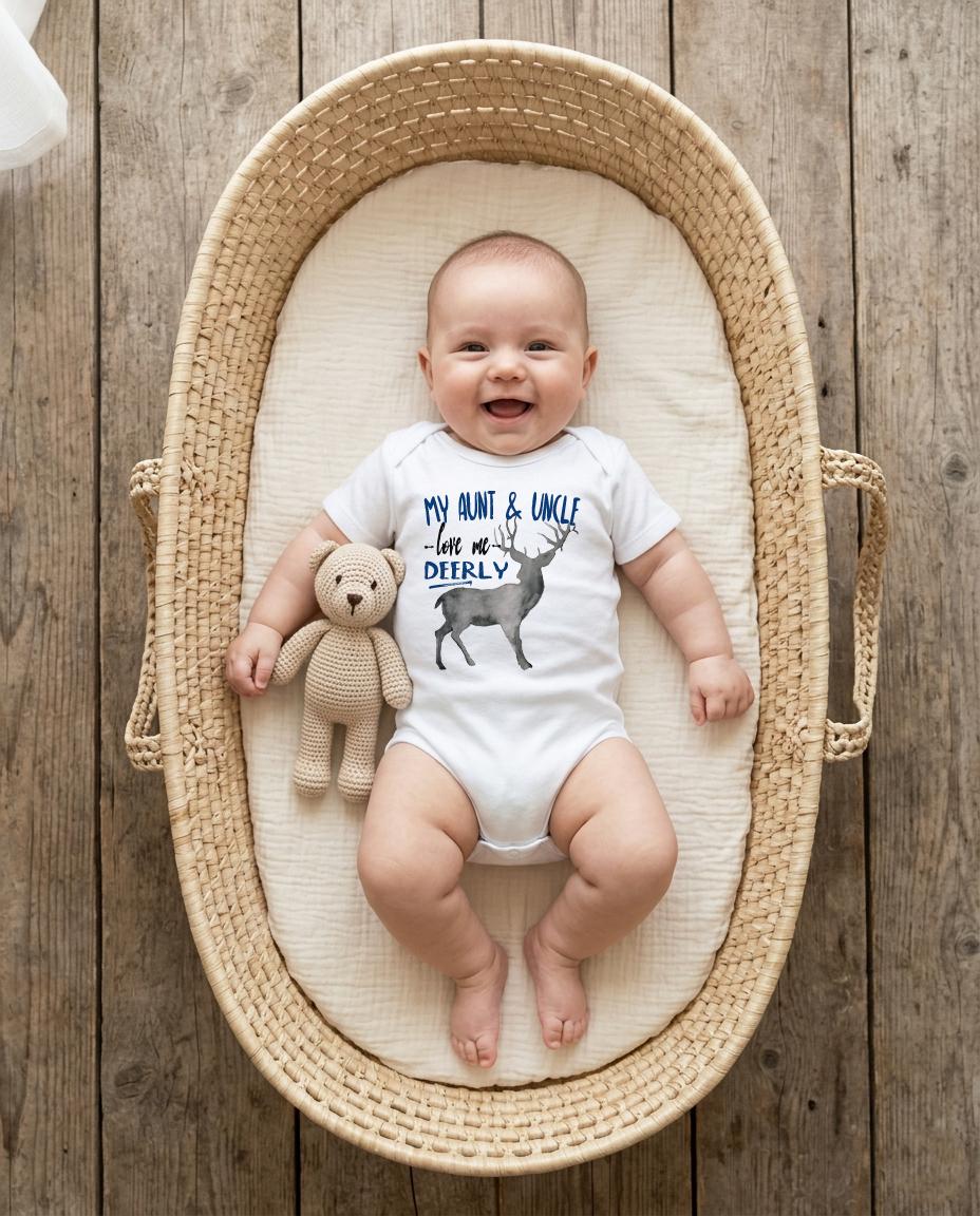 Baby Shower Gift, My Aunt & Uncle Love Me Deerly, Nephew Gift, Aunt Onesie®, Uncle Onesie, Deer Theme, Best Aunt Ever, Newborn Gifts,Newborn