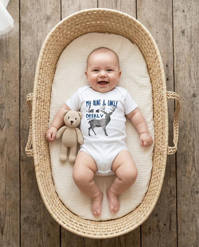 Baby Shower Gift, My Aunt & Uncle Love Me Deerly, Nephew Gift, Aunt Onesie®, Uncle Onesie, Deer Theme, Best Aunt Ever, Newborn Gifts,Newborn