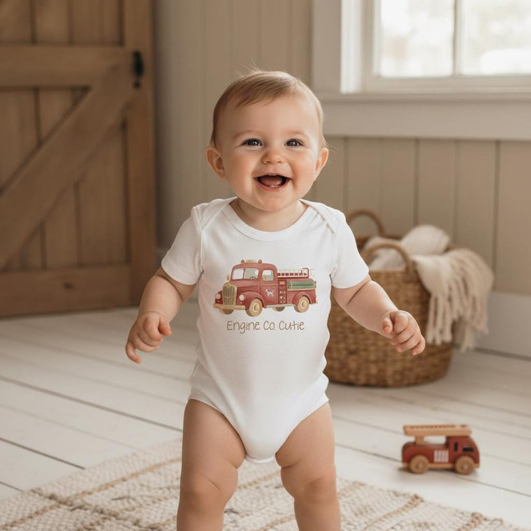 Firefighter Baby Outfit, Engine Co. Cutie Onesie®, First Responder Shower Gift, Baby Shower Gift, Fireman Baby Reveal, Fireman Baby Theme