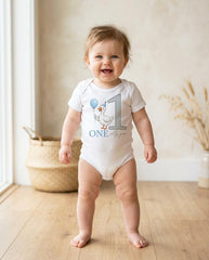 One Silly Goose light blue 1st birthday bodysuit for boy