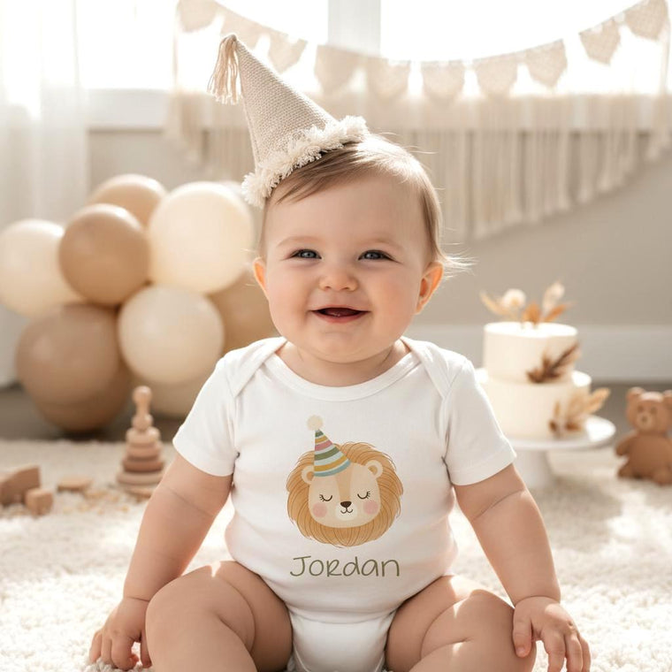 Personalized Lion Wild One First Birthday Shirt, Safari Baby Outfit