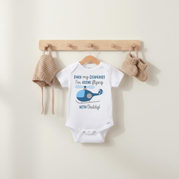 Pilot Onesie®, Daddy's Little Flying Buddy, Baby Shower Gift, Helicopter, Pilot Daddy, Fly with Daddy Shirt, Pack my Diapers I'm going Flyin