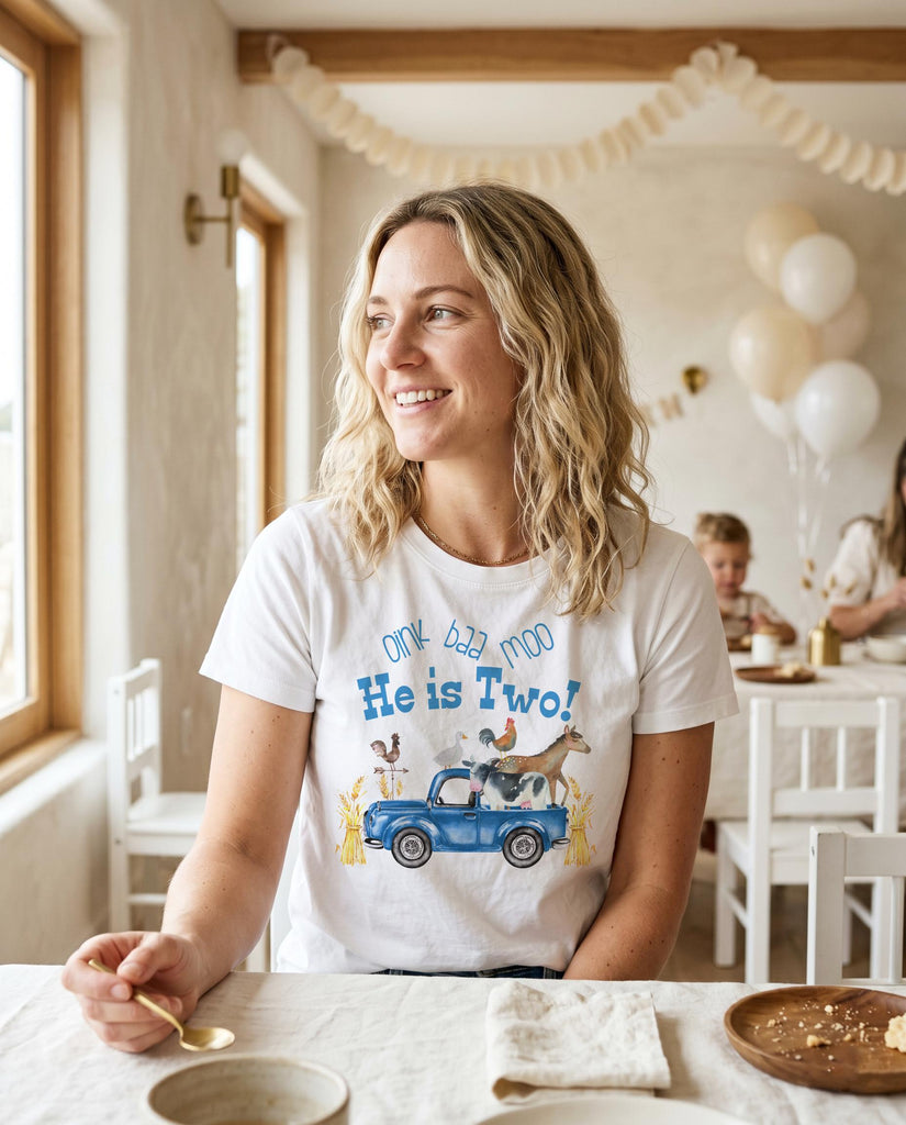 Farm Birthday Shirt, Oink Baa Moo, Second Birthday Blue Truck Party, Family Birthday Tees