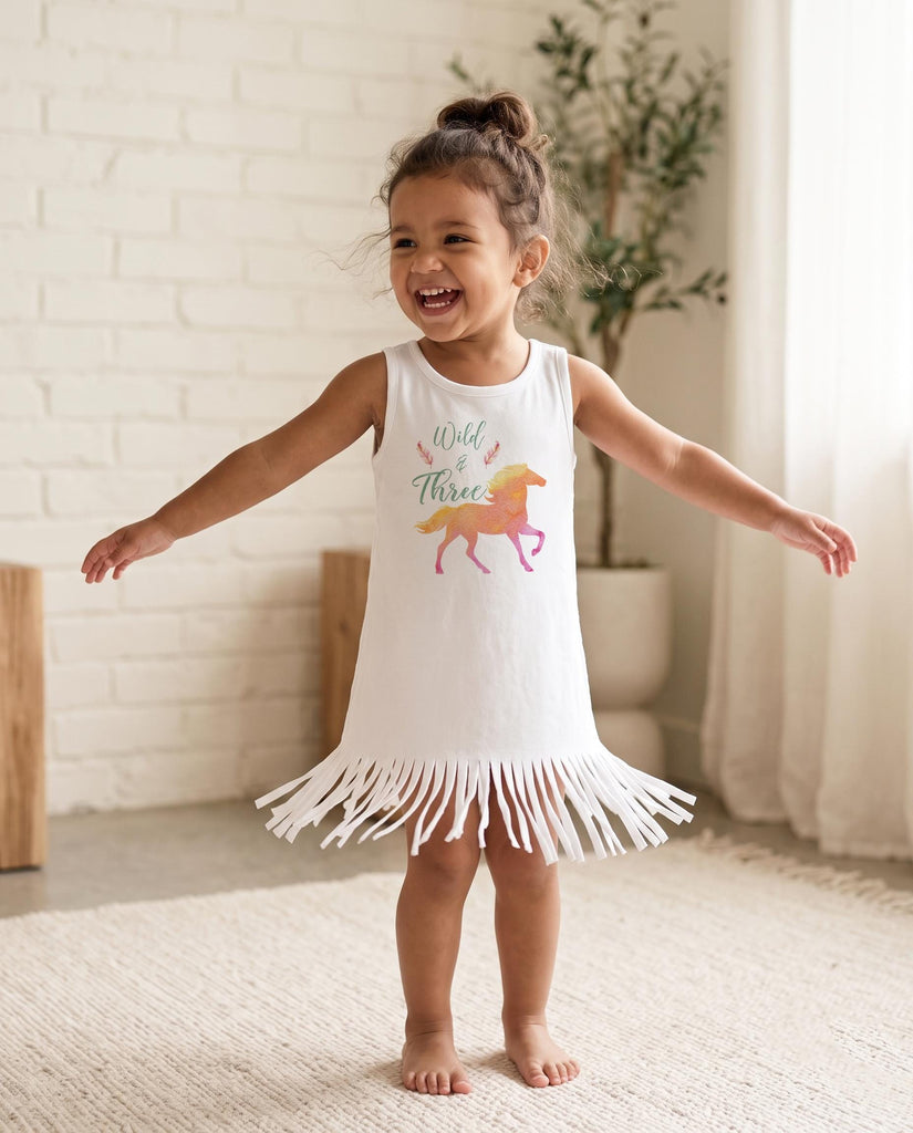 Wild and Three Horse Birthday Shirt, Watercolor Boho Cowgirl, 3rd Birthday