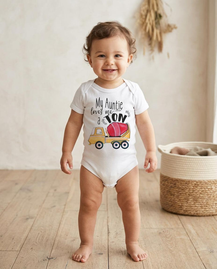 Aunt Onesie®, My Auntie Loves me a Ton, Nephew Gift, Aunt Baby Bodysuit, Cute Boy Clothes, Auntie shirt, Nephew Shirt,Baby Shower Gift, Baby