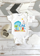 The Big One Surf Birthday Bodysuit, Wave Theme Outfit