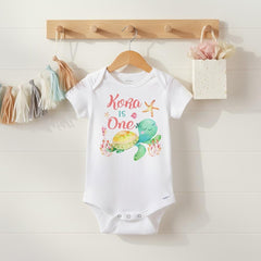 Under the Sea First Birthday Bodysuit, Turtle, Ocean Party