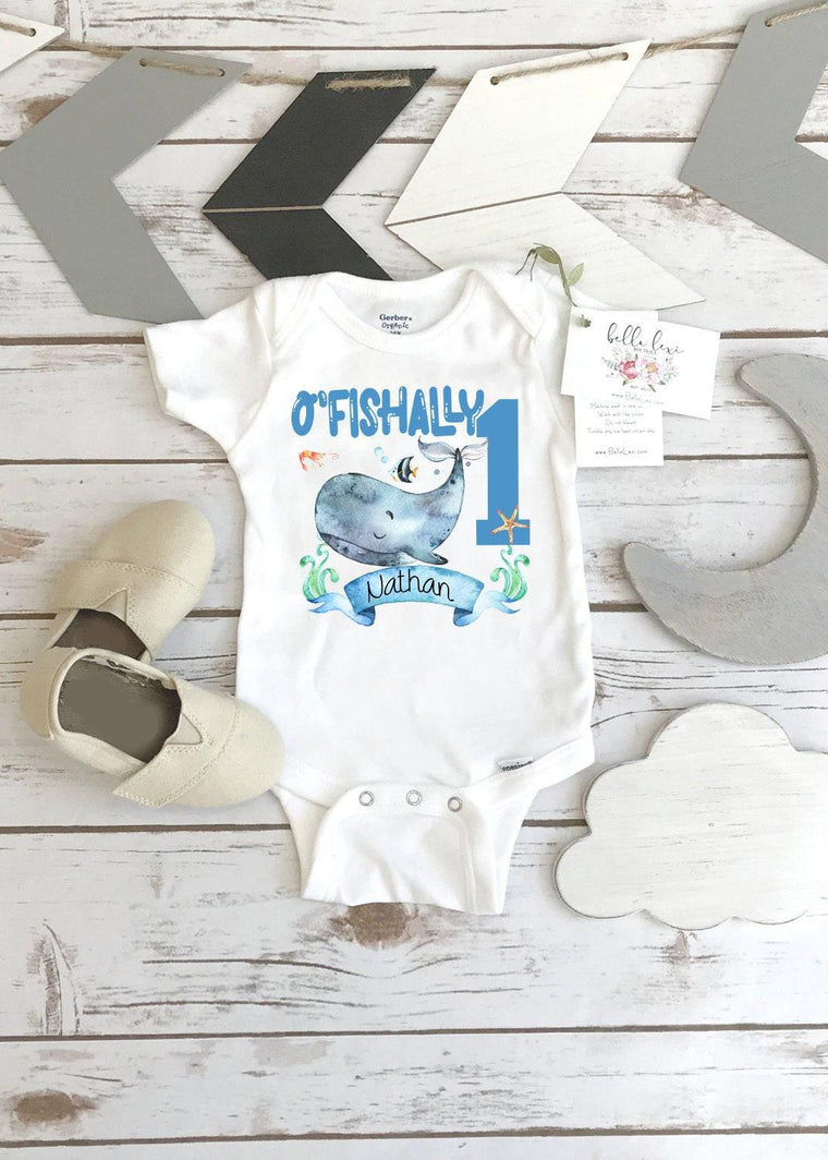 O'Fishally One Whale Birthday Bodysuit, Under the Sea Party